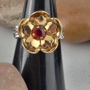Vintage Gold Filled and Sterling Flower Ring